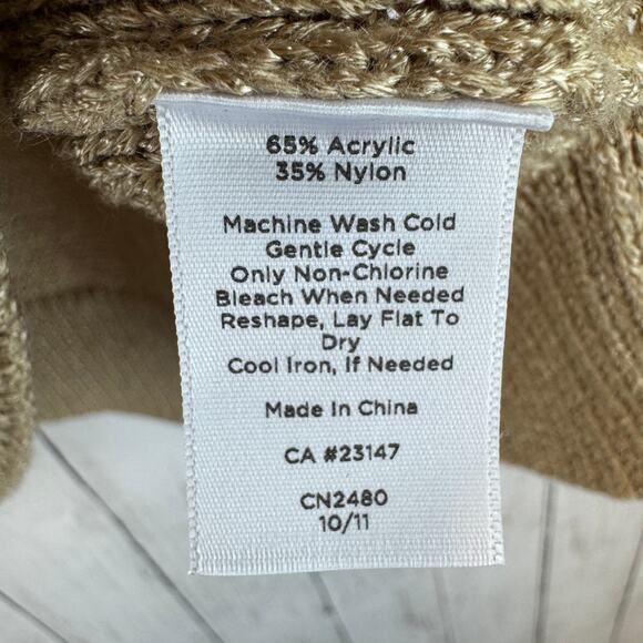 NWT Talbots Beige Metallic Knit Scoop Neck 3/4 Sleeve Tunic Sweater Size 1XP - Picture 6 of 13